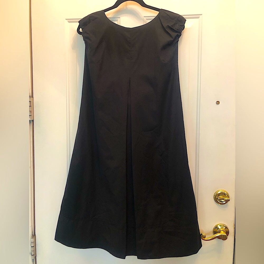 DOLCE & GABBANA BLACK COTTON BATEAU NECK CAP SLEEVE A-LINE TENT DRESS SZ M